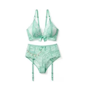 Top Hot Sexy Underwear with Exquisite Draped Pearl Chain Ornament High Waisted Lace Garter Women Lingerie for Sexy Panties