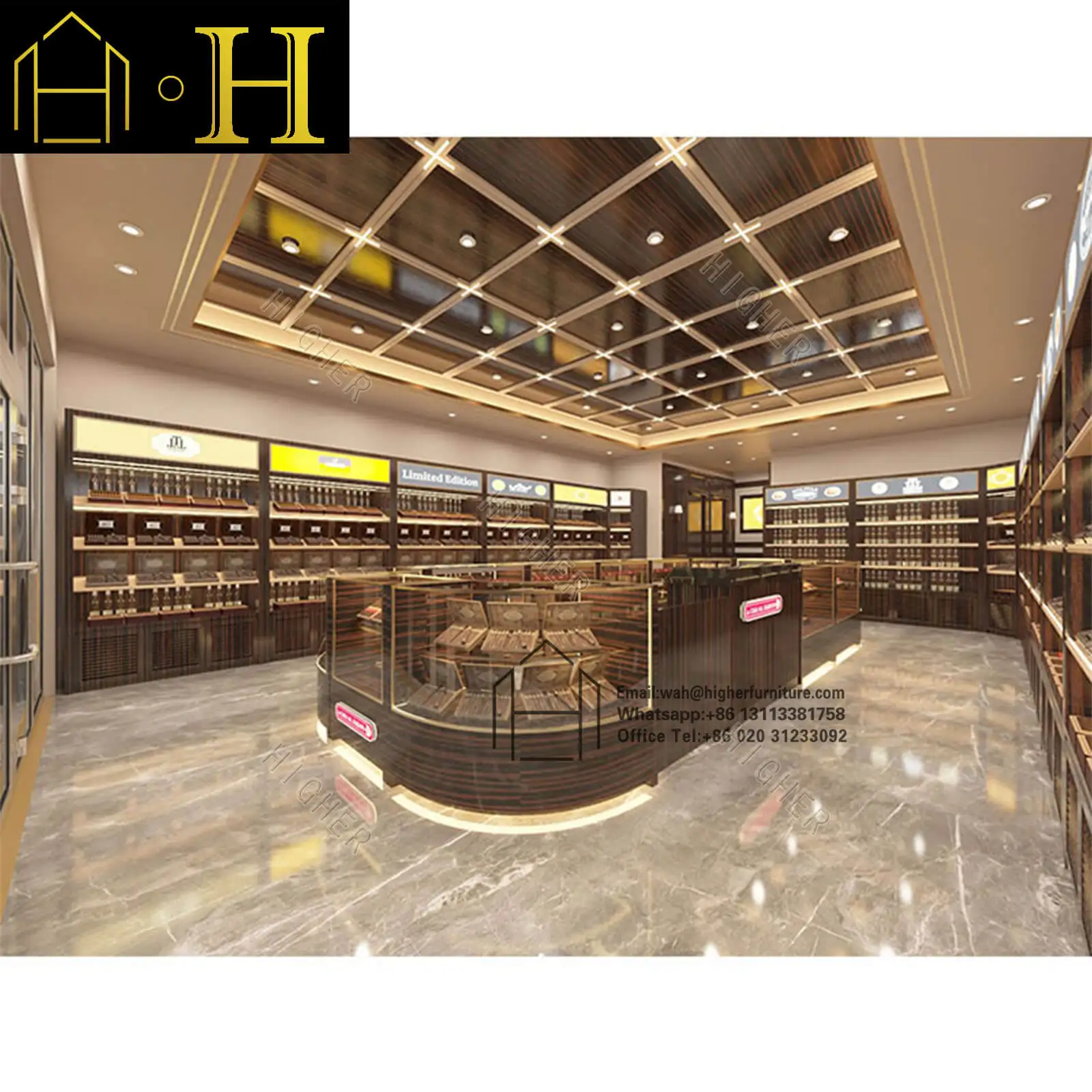 Somke Shops Interior Design Walk-in Cigar Room Furniture Custom Cigar ...