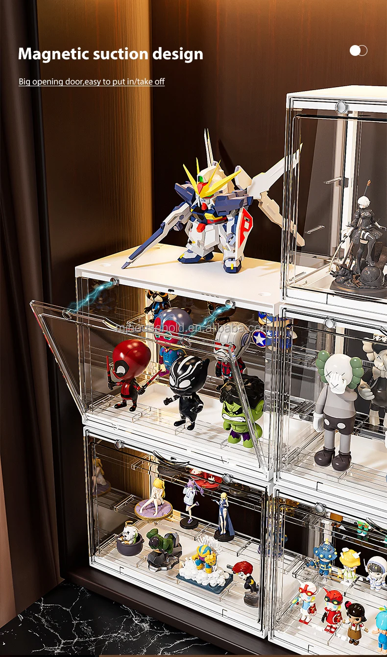 Clear Acrylic Display Case for Collectibles 3 Tier White Base Assemble ...