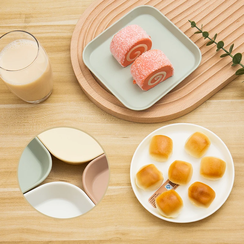 Factory BPA-Free Colorful Unbreakable Kids' Plate Set Eco-Friendly Plastic Snack Dish for Picnic Birthday Party Cake Dessert