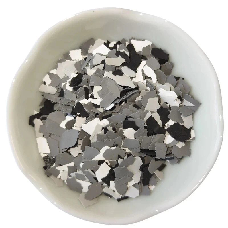 Free Sample 1/4 Inch (3-5mm) Epoxy Floor Flake Chips Biotite Garage Flooring Coatings Thin Hard Solid Color Vinyl Flake