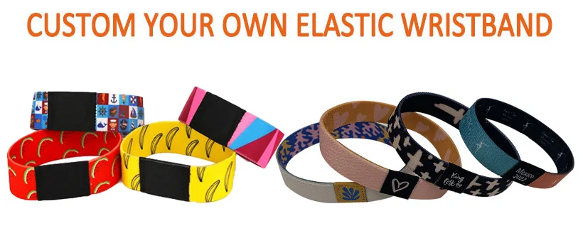 Festival Event Elastic Custom Printed Fabric  Private Label Sport Exercise  Custom Elastic Wristbands