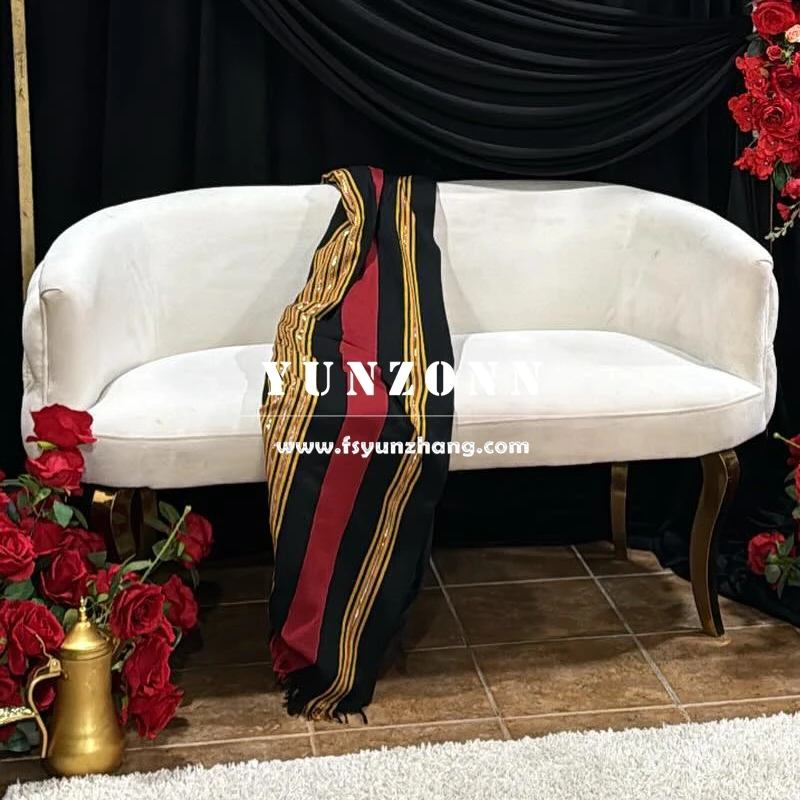 Modern Stainless Steel Love Seat Sofa with Velvet Fabric for Hotel and Wedding Events