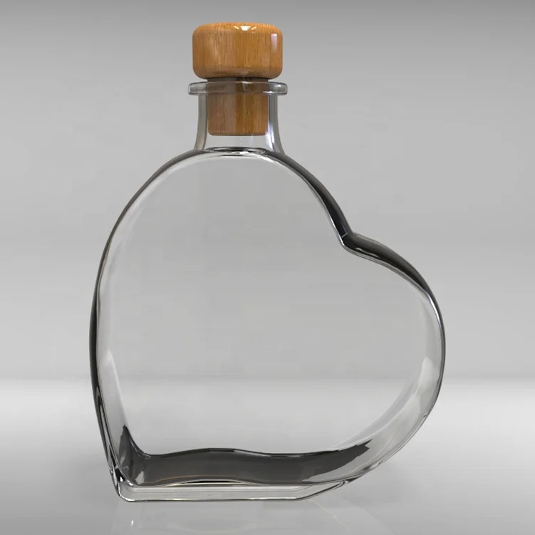 Custom Shape Empty Spirit 200ml Gin Glass Bottle for Liquor with Screw Cap Heart Shape Unique Shape