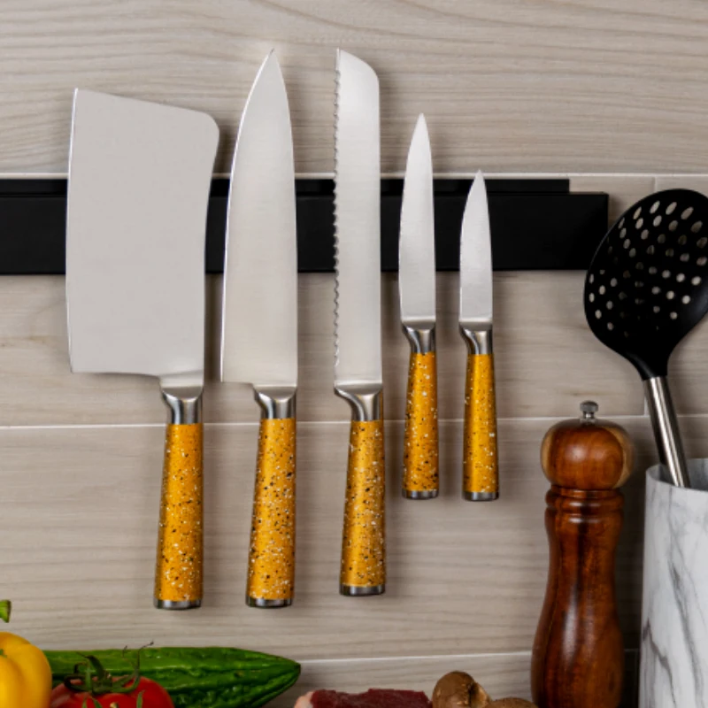 Großhandel 5-tlg. Fleischschneide-Kochmesser-Set, Edelstahl 430 mit beschichtetem Griff, Küchenmesserset