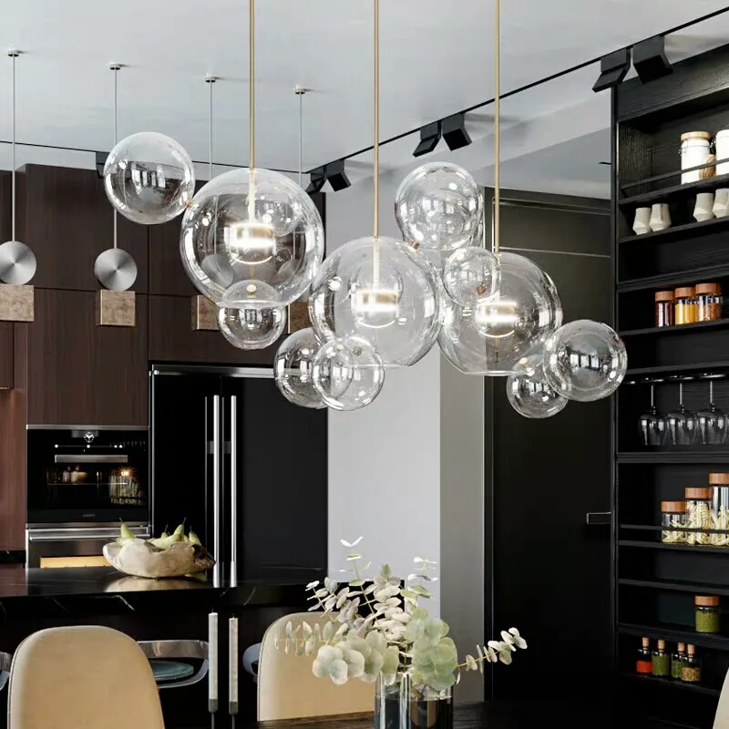 İskandinav Tarzı Cam Balıkçılık İpi Avizesi, LED, 4000 K, 3 Yıl Garantili, Restoran, Kişiselleştirilmiş Basit Giyim Mağazası, Bar, Dükkan, İnternet