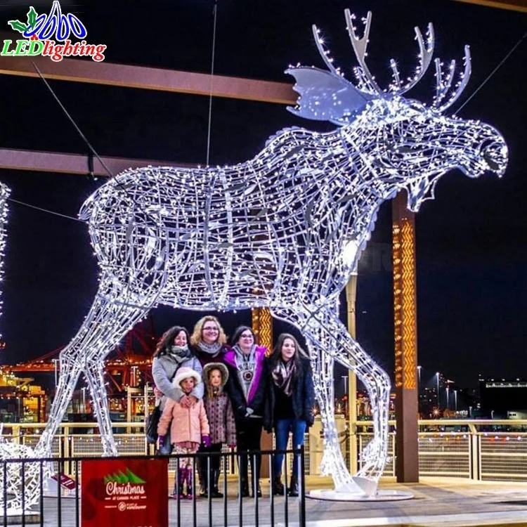 Наружная 3D Светодиодная подсветка Проволочная рама декоративное освещение рождественские лосята для коммерческих зимних