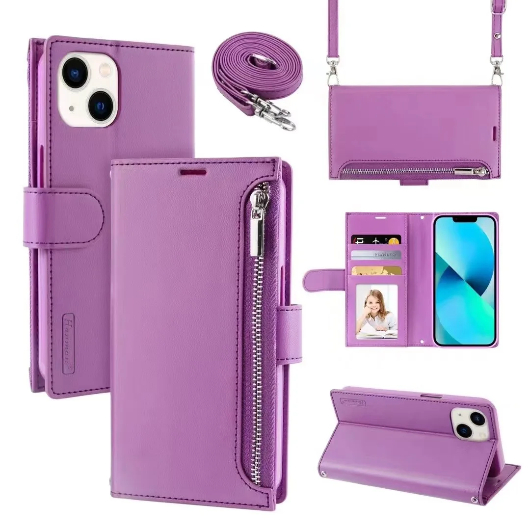 Laudtec Leather Wallet Case For iPhone 16 Pro Max Soft Touching With Strap Woman Crossbody Fashion Style Myc1251 details