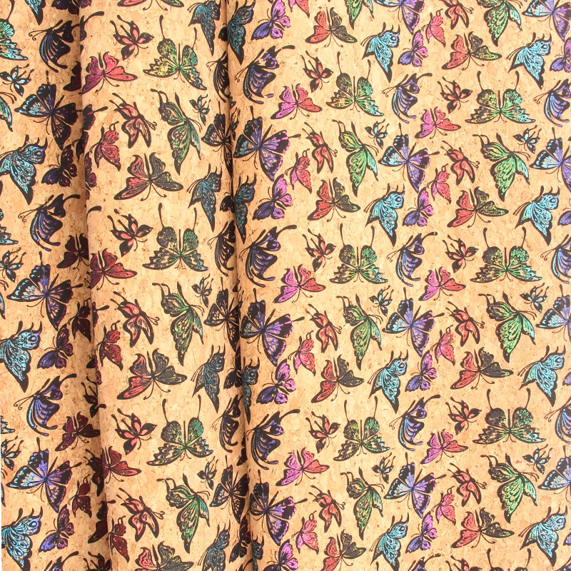 Веганская Экологически чистая 0 4 мм Натуральная португальская Радужная пробковая ткань с бабочкой для пробковой обуви сумки на