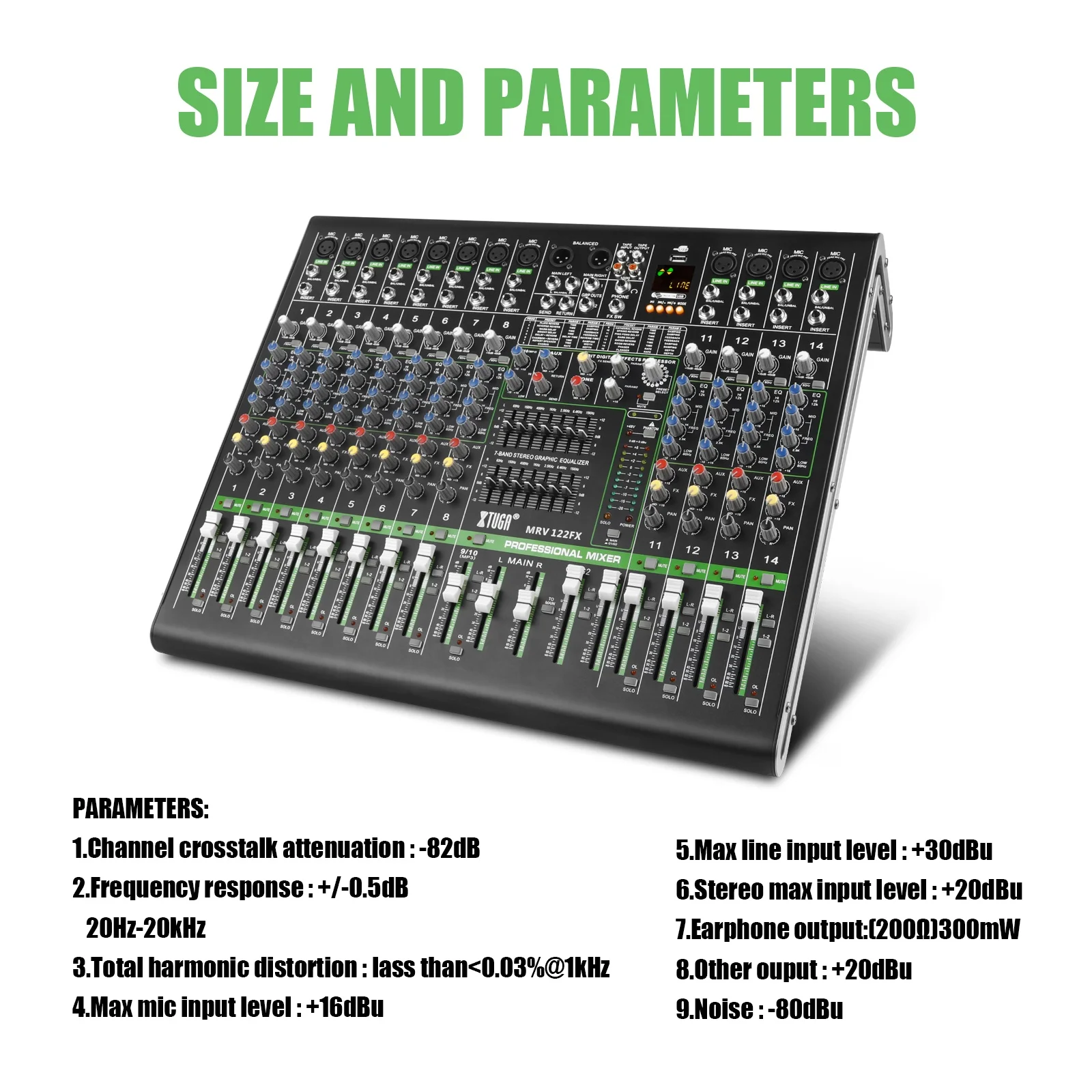 Xtuga 12 Channel USB Digital Audio Video Mixer - Professional DJ