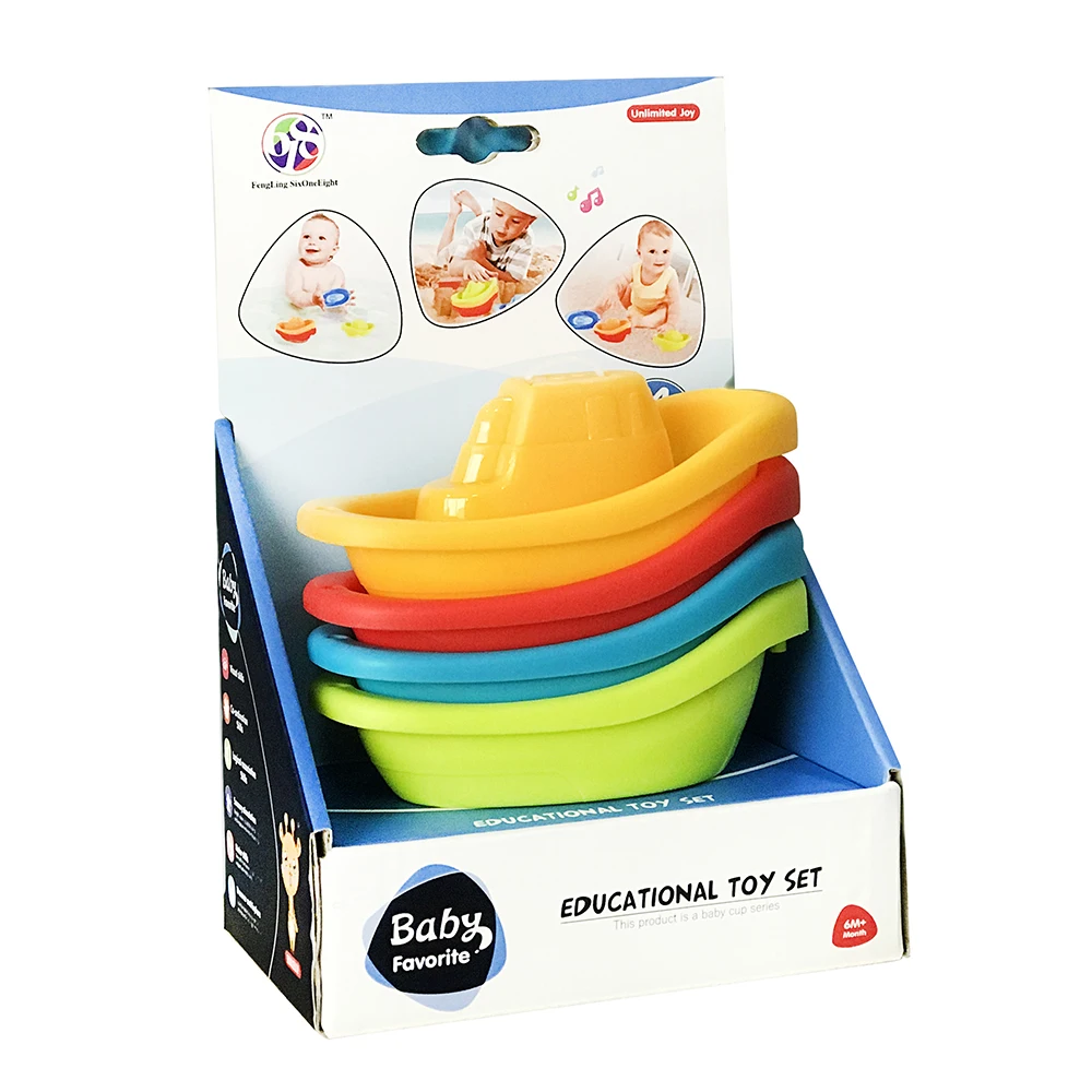 2020 г., Гуандун, Детская развивающая мини-ванна для обучения детей, Набор для игры, пластиковая Штабелируемая чашка, лодка, игрушки для ванной