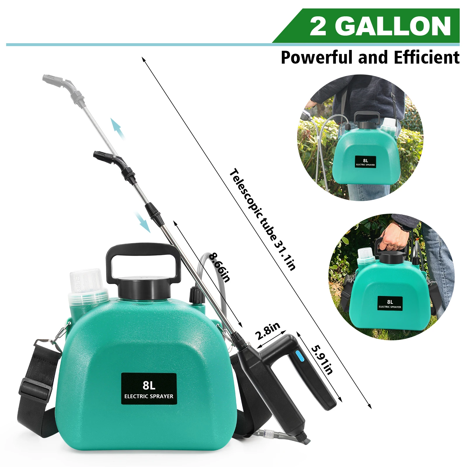 8l Electric Weed Lawn Sprayer Cordless Battery Electric 8l Water Bottle