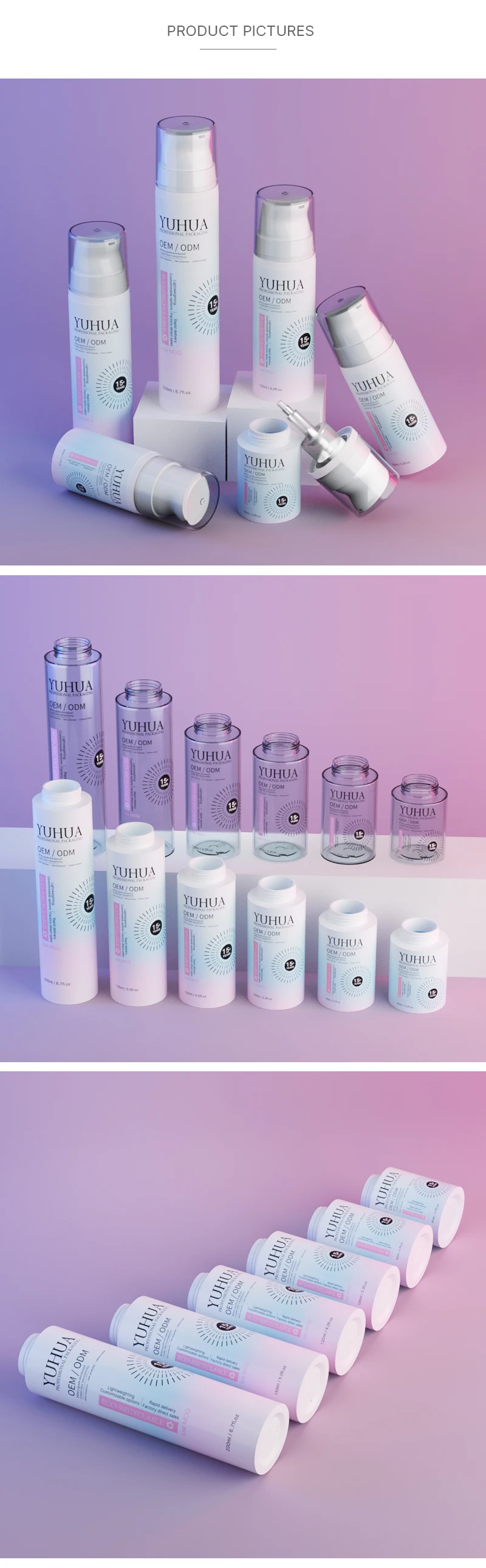 Custom Plastic 60-200ml PET Foam Dispenser Bottle for Facial Cleaning and Shower Gel Cosmetic Packaging