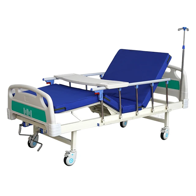 MT Medical Manual 2 Cranks Function Hospital Equipment Folding Metal Manual Hospital Bed
