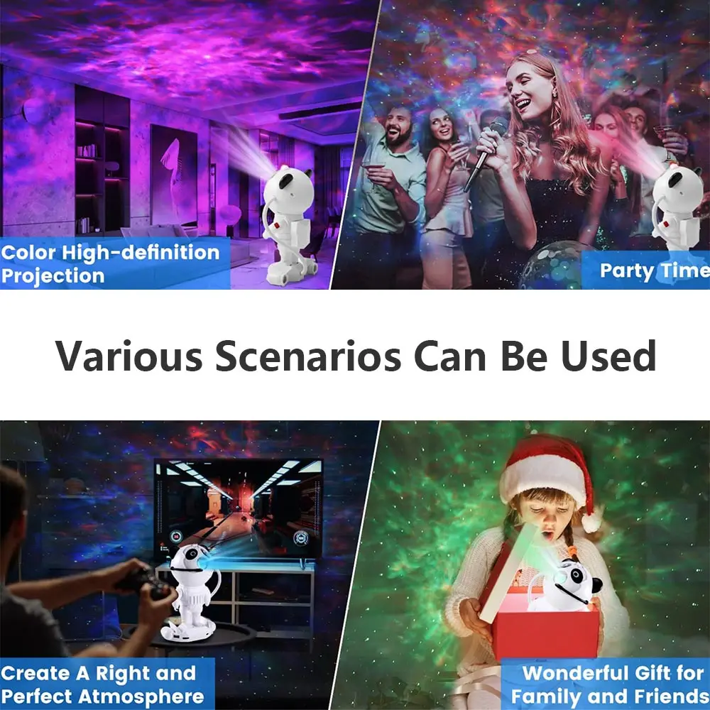 Panda Star Projector,Atmosphere Lamp Ocean Wave Projector Sky Moon