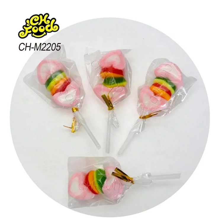 Custom Cheap Halal New Heart Shape Marshmallow with Hamburger Gummy Candy Valentine's Day Candies Fruit Flavor Cotton Candy