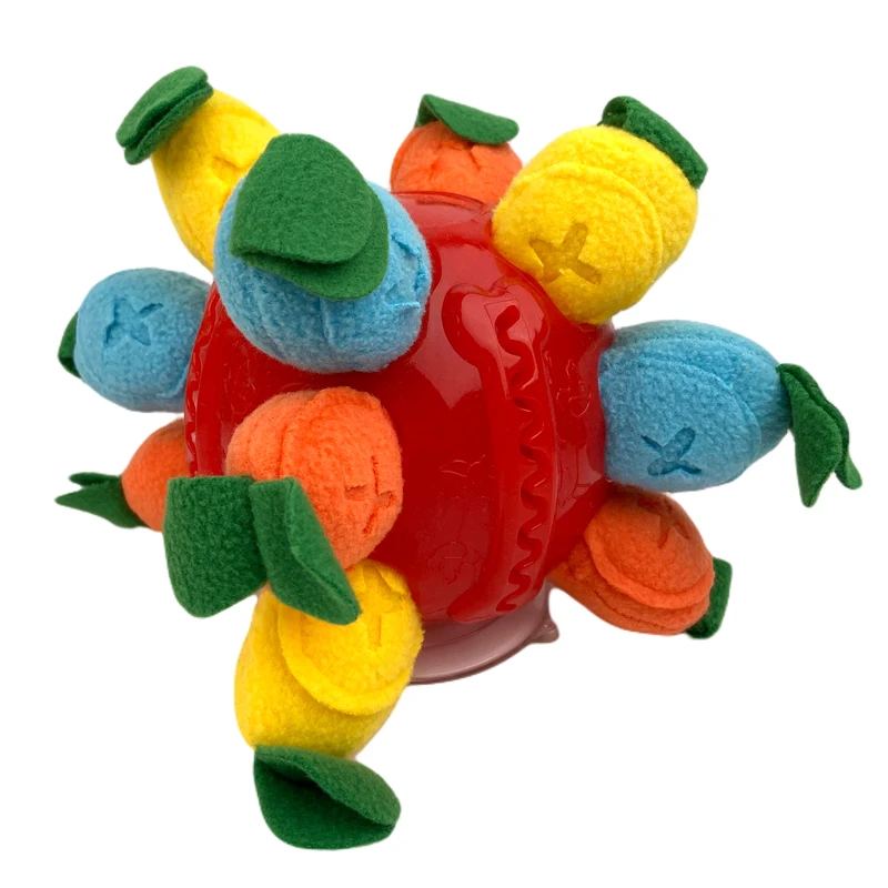 Encourage Natural Foraging Skills Dog Squeaky Toy Ball With Suction Cups Rubber Dog Puzzle Toy Slow Feeder manufacture