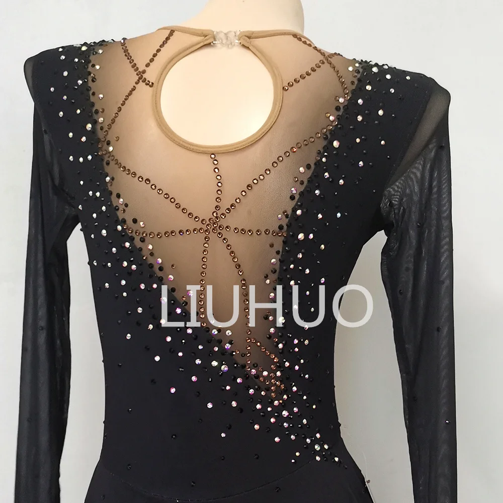 black figure skating dress Solitaire Tapered Cut Figure Skate Dress