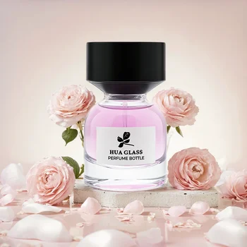 Luxury 30ml  50ml 100ml Perfume Bottle Perfume Glass Bottle Cylinder Perfume Bottle with Black Plastic Cap Box Packaging