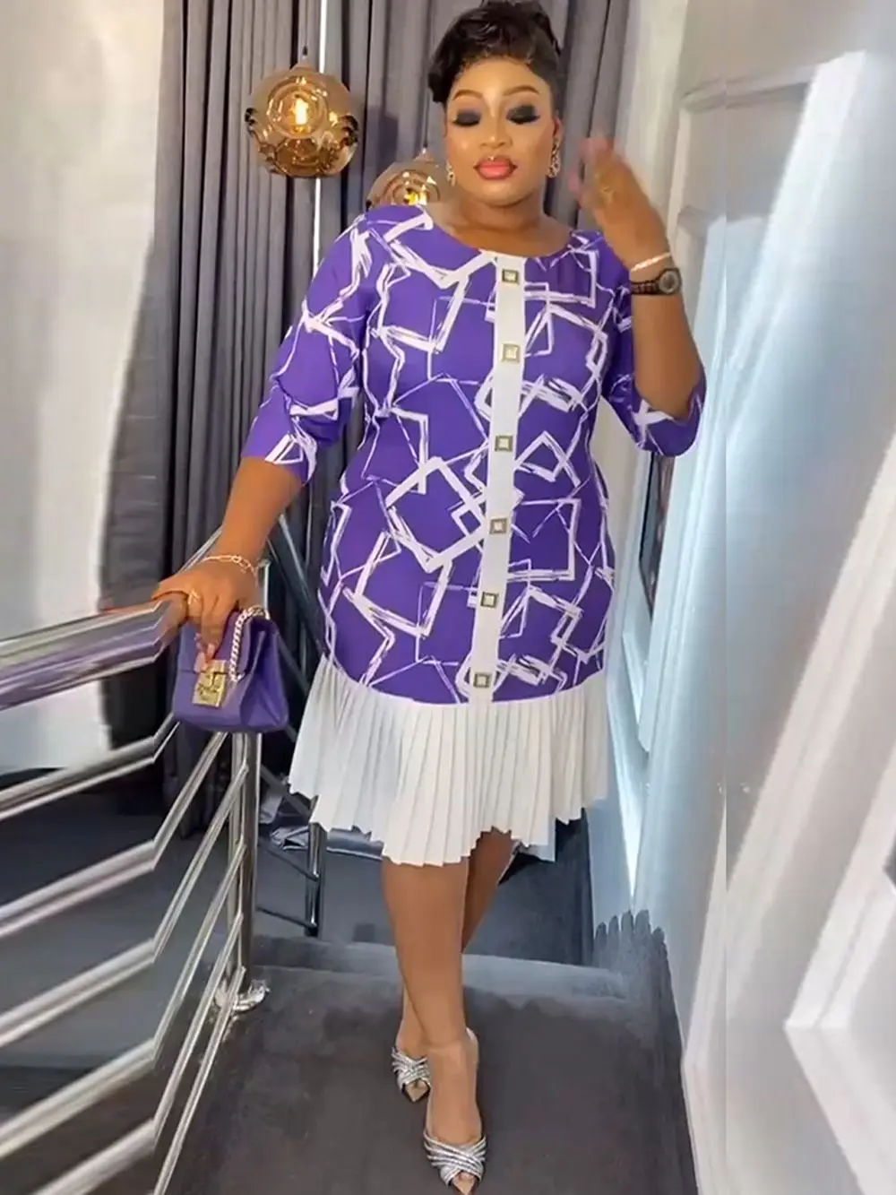 african print dress designs with lace Mariam Royal Blue Rhinestoned Lace Bodice with Multicolored African Print Design Dress by Dupsie's DPDRBLA3