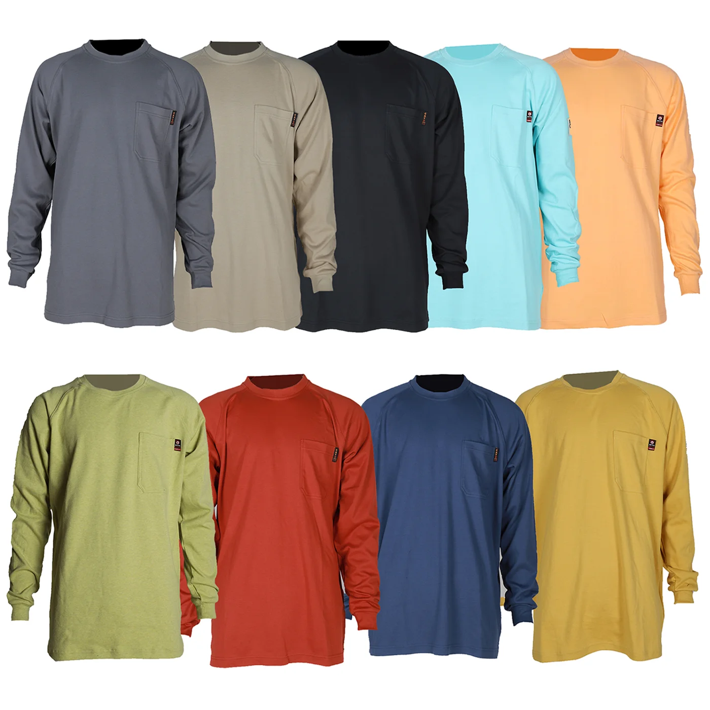 NFPA 2112 / CAT 2  Flame Resistant Long Sleeve T-shirt FR Henley Shirts Flame Retardant Clothing