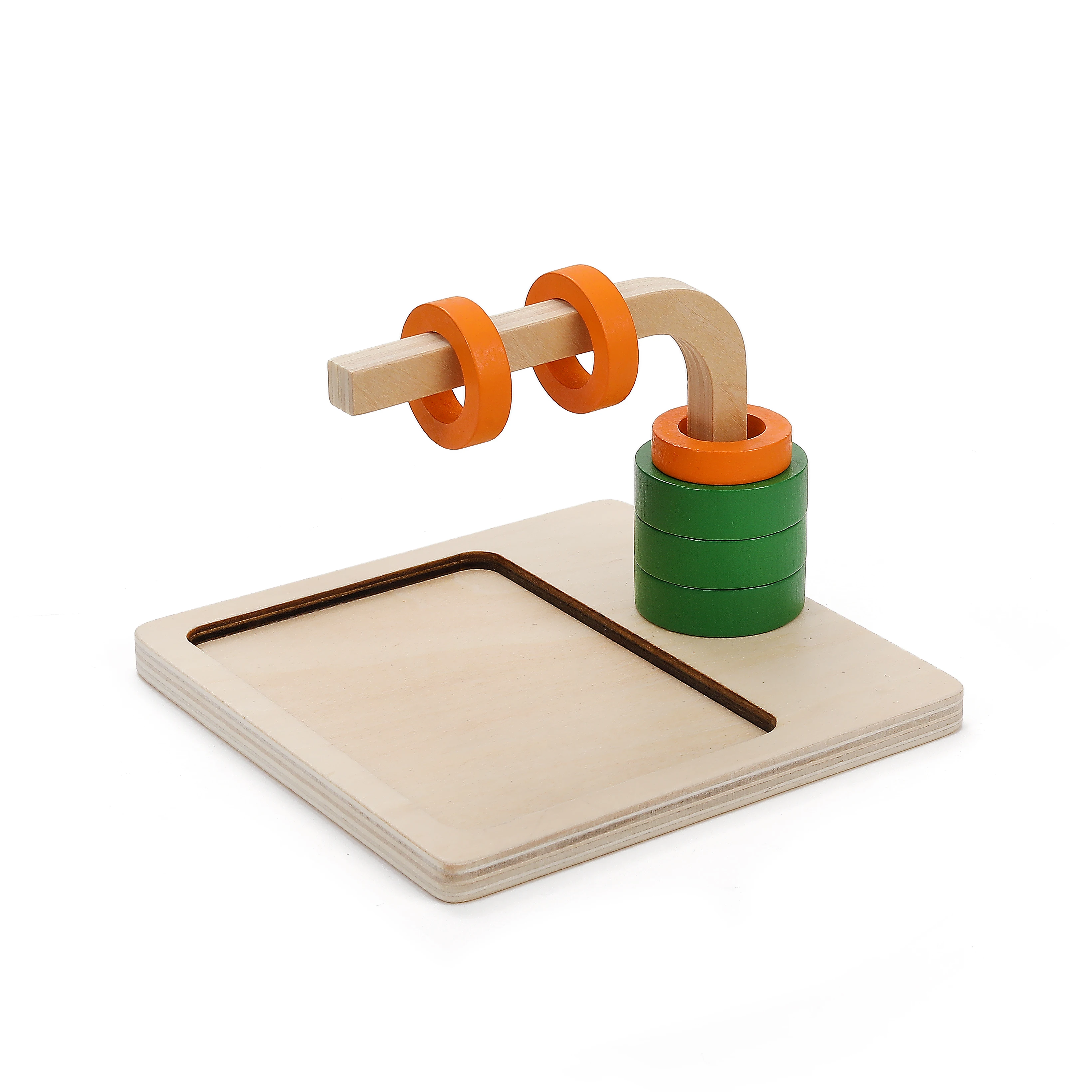 Высокое качество, цветной деревянный Монтессори, другие детские игрушки для укладки, диски Leaderjoy на горизонтальном изогнутом дюбеле