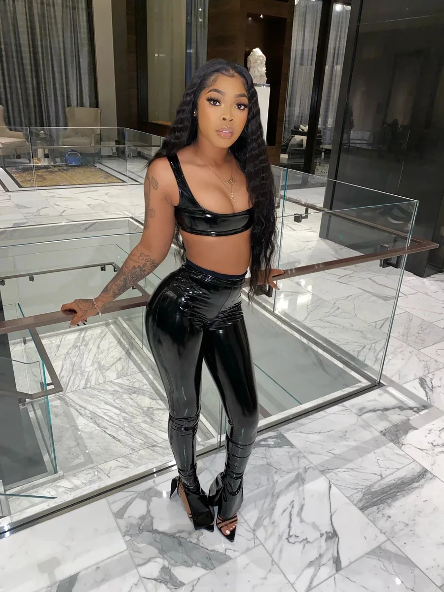2021 Girls' Leather Trousers Shiny 