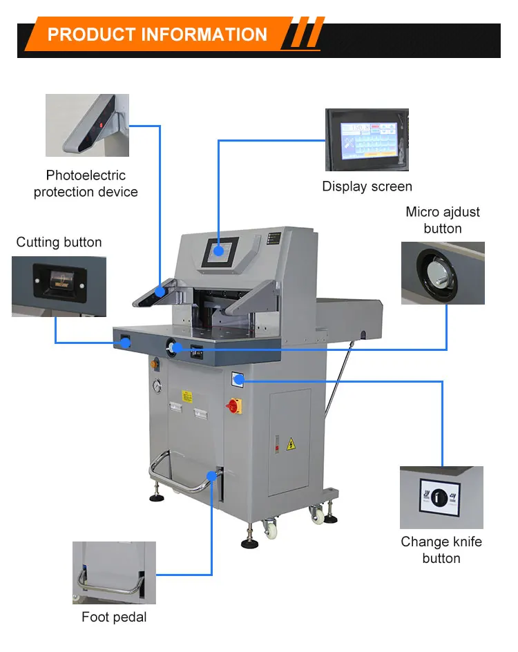 720MM Manual  Electric Book Edge Trimming Cutter Guillotine Cutter A3 A4 A5 Size Paper Cutting Machine Electric Paper Cutter