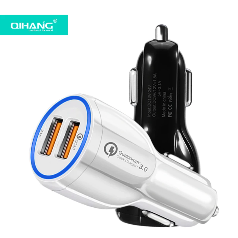 31 Вт автомобильный адаптер для быстрой зарядки 3.1A QC 3,0 Автомобильное зарядное устройство с двумя USB-портами