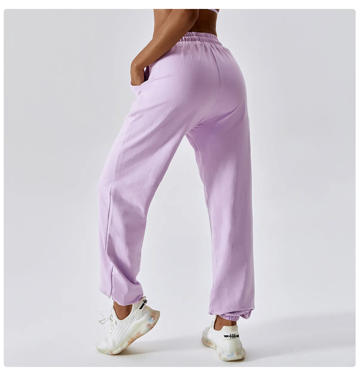 Custom Low MOQ Drawstring Women Long Pants Gym Clothing Cotton Casual Running Sports Jogger With Pockets