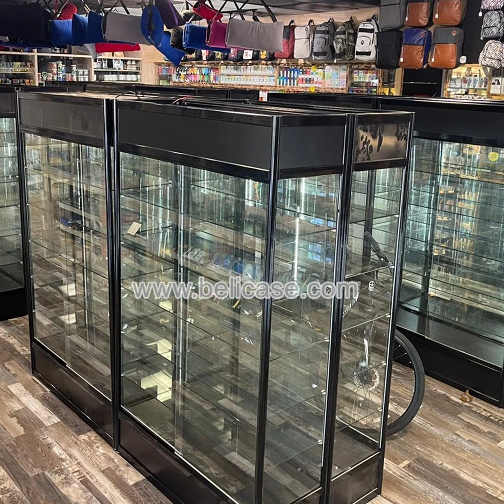 Cheap Glass Display Cabinet for Retail Store Lockable Smoke Shop Showcase with Lighting