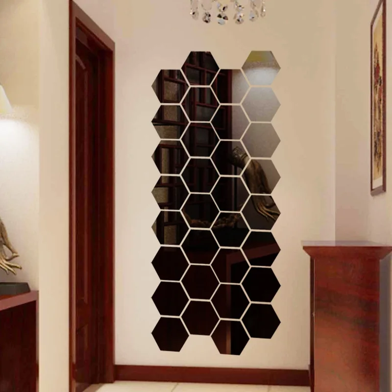 hot sells hexagonal acrylic mirror stickers