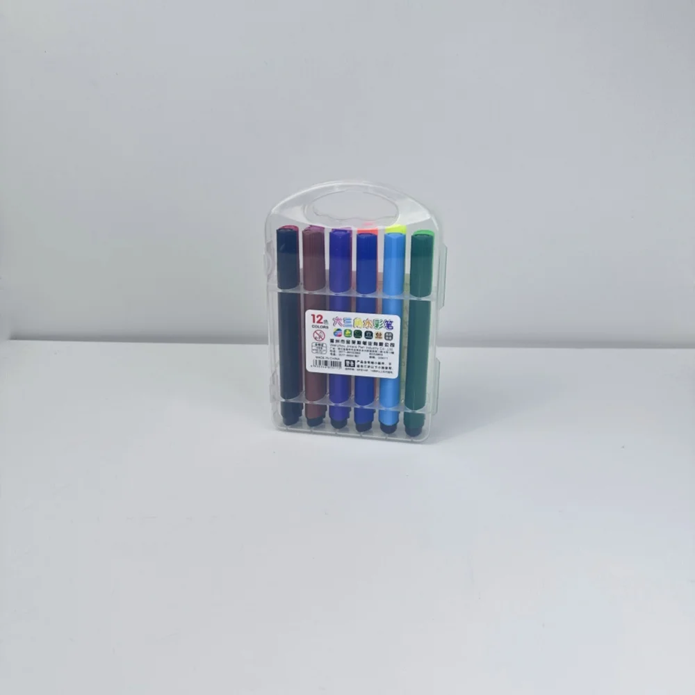 Высокое качество большой треугольный пазл акварельные карандаши 12 видов цветов набор емкости студенческий рисунок