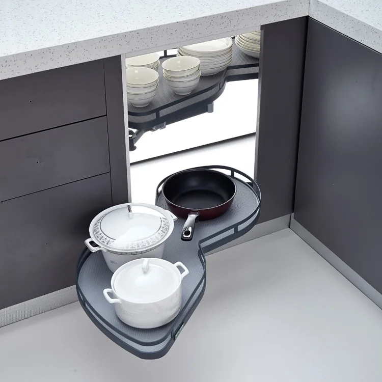 Kitchen Accessories Glass Magic Corner Basket with Mat Aluminum and Glass