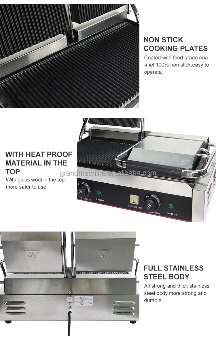 Hot selling cheap price Cast Iron/Electric Sandwich Maker Panini Press Grill Double Plate Food Machinery  Grill Press Grill supplier