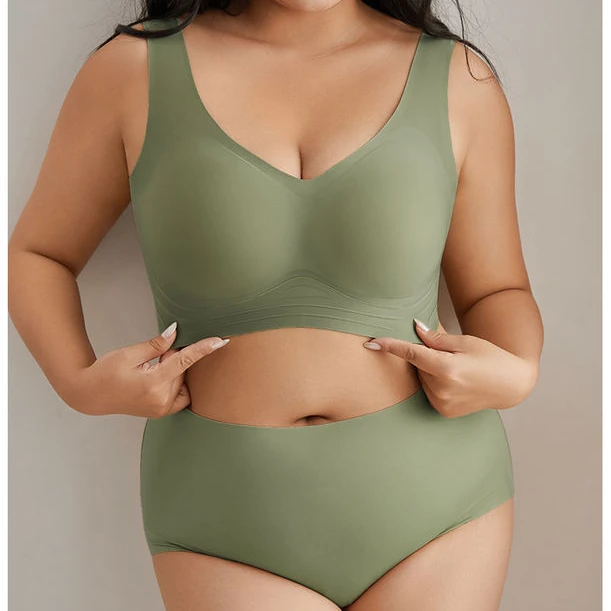Plus-Size Wireless Full-Cup Bra Set (LJ080) product reference view 2