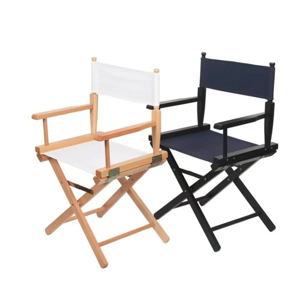 Wooden Portable Folding Chair Black Outdoor High Chair Makeup Chair Directors Chairs With Two Storage Side Bags 45 x 55 x 122 cm 