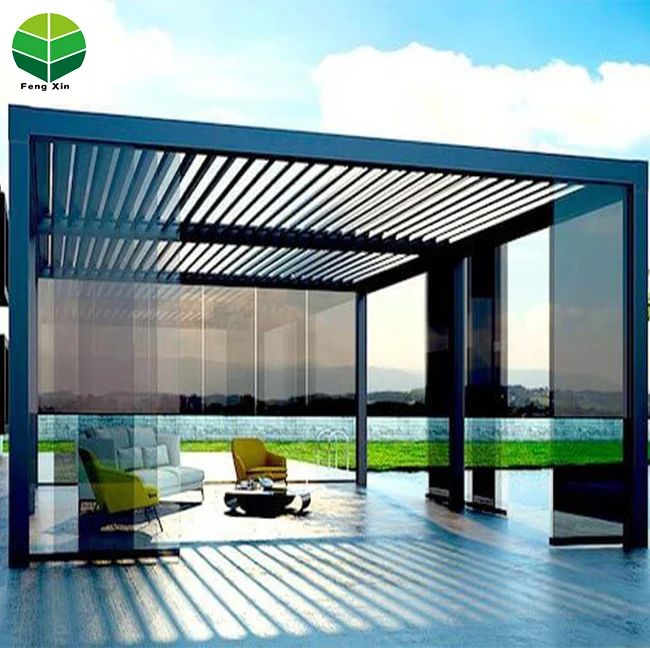 Fengxin Arches Arbours Pergolas Bridge Pergola Aluminium Outdoor Gazebos PE Aluminum Glass Sliding Door PVDF Coated ISO9001