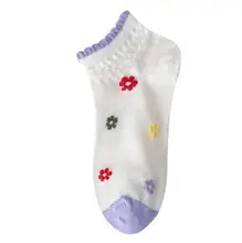 Fashion Sweet Flower Girl Short Dress Socks Preppy Style Custom Cotton Ankle Socks for Women Breathable