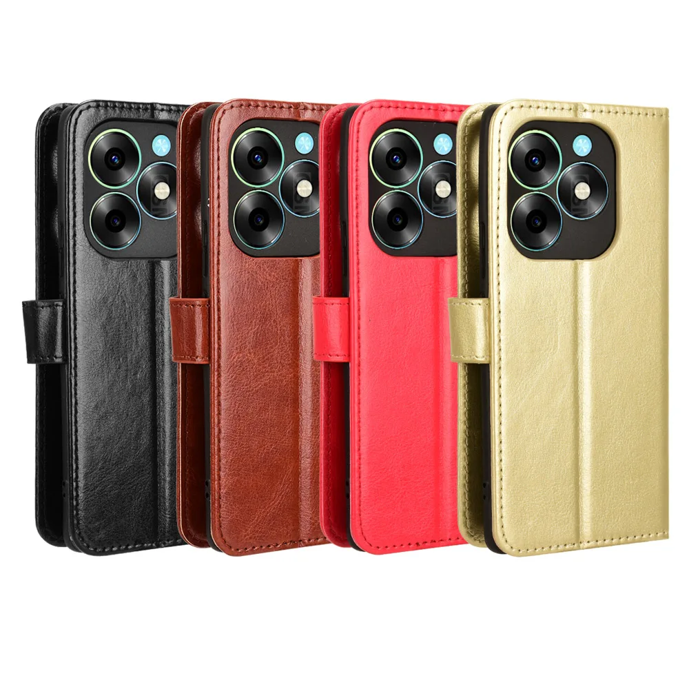 For Itel S23 Plus Wallet Case With Card Holder, Retro PU Leather