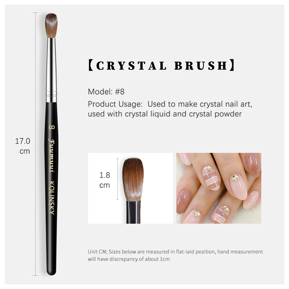 High End Real Acrylic Brush Pure Kolinsky Germany Flat 100 Nail