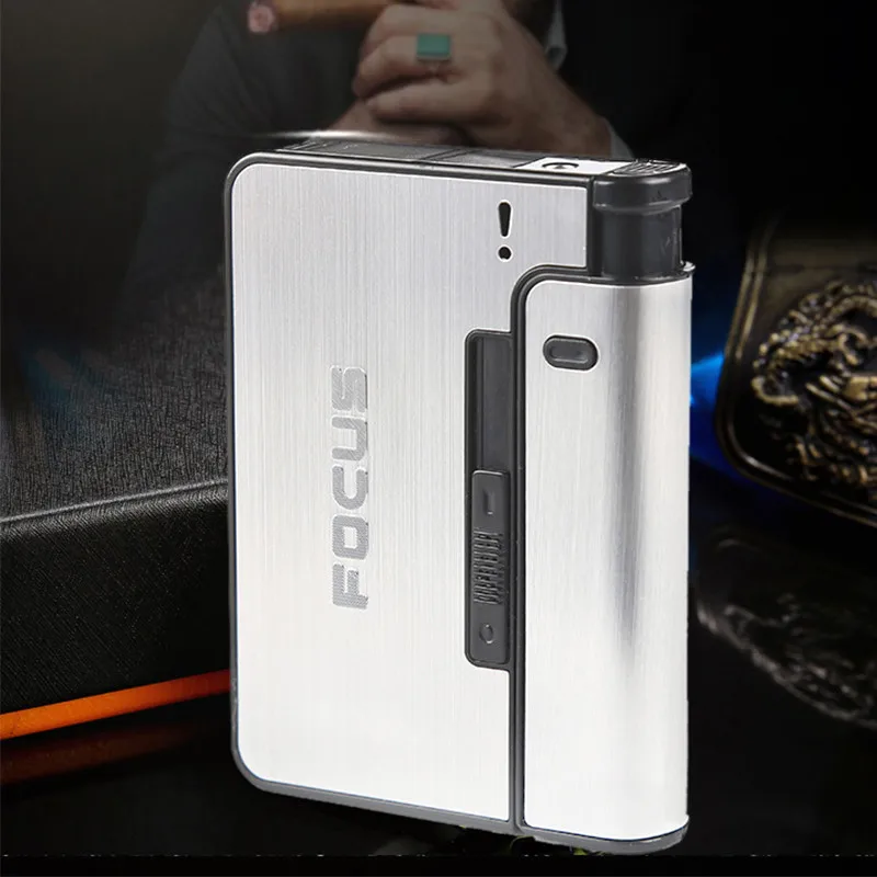 nice cigarette case Portable Automatic Cigarette Case Metal Cigarette Boxes 10PCS Cigarette  Holder Case Not Lighter Gadget for Men Smoking Nice Gift