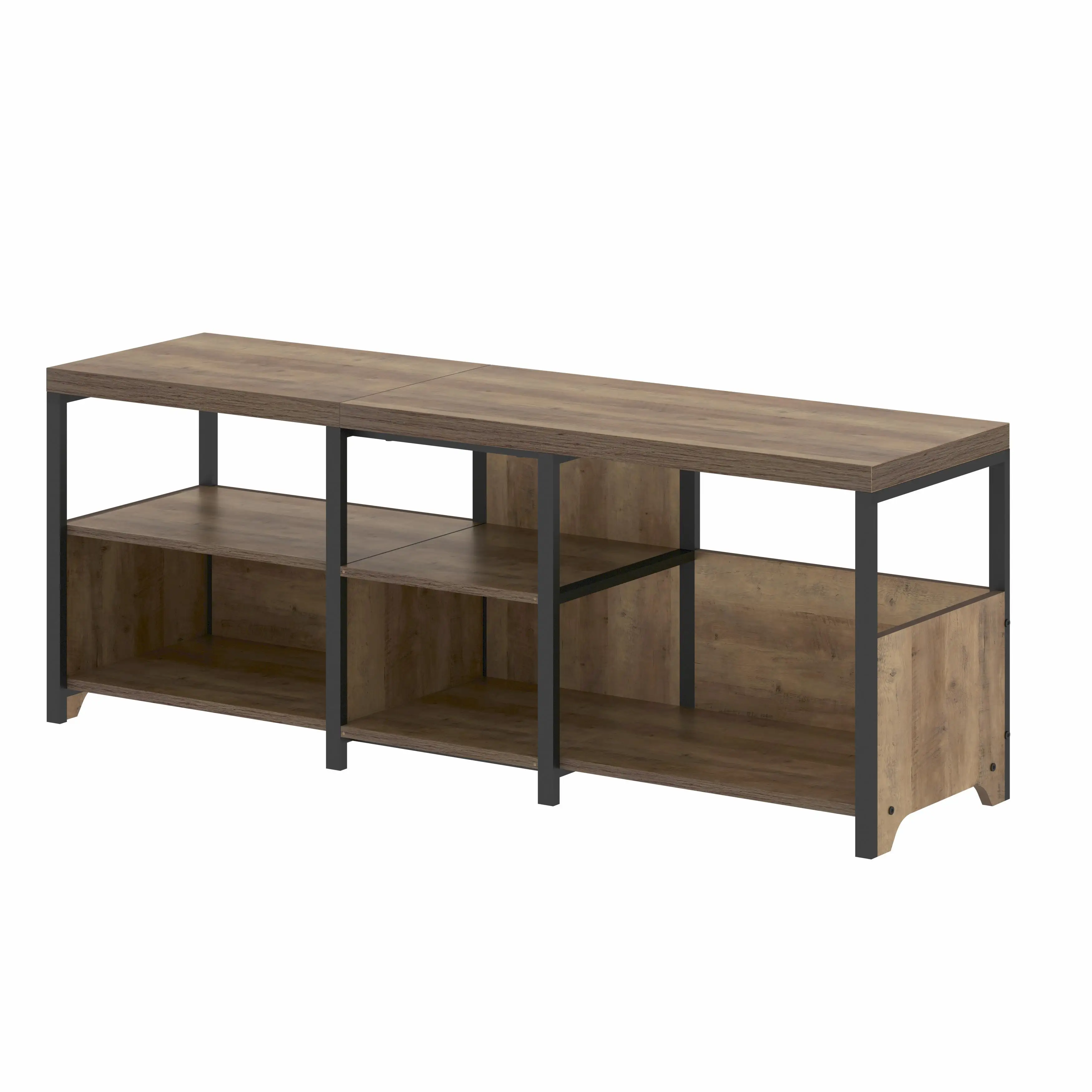 Rustic Corner Convertible Storage Bench Wooden Metal L Shaped Table Bench Shoe Bench for Home