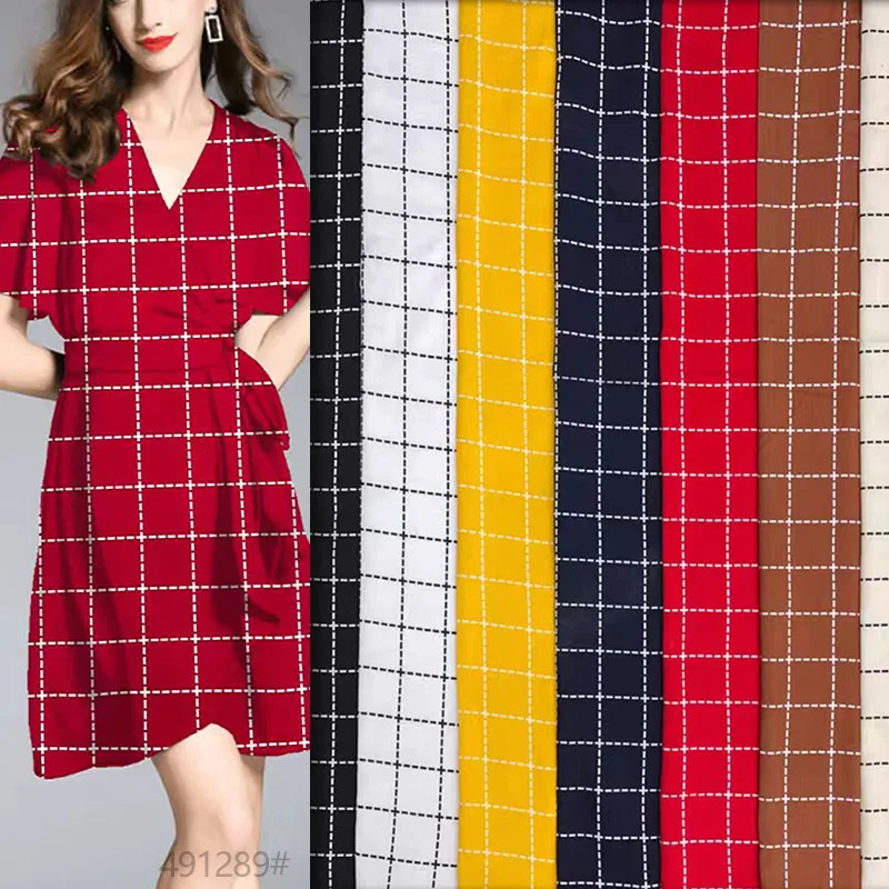 Заводская цена на заказ тканая клетчатая ткань 45S из 100% вискоза для женщин платье юбка