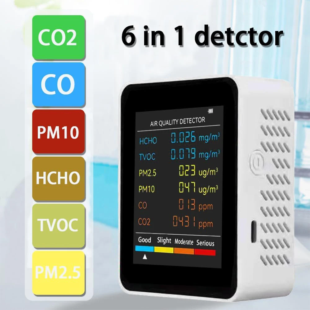 J06 Em 1 Pm2,5 Pm10 Hcho Tvoc Co Co2 Detector De Qualidade D