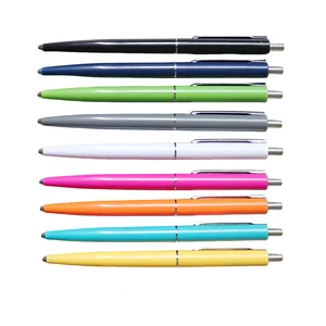 Customized Plastic Slim Ball Pen Retractable Click Office Hotel Pens with Clip Supermarket Set Ballpoint Pens