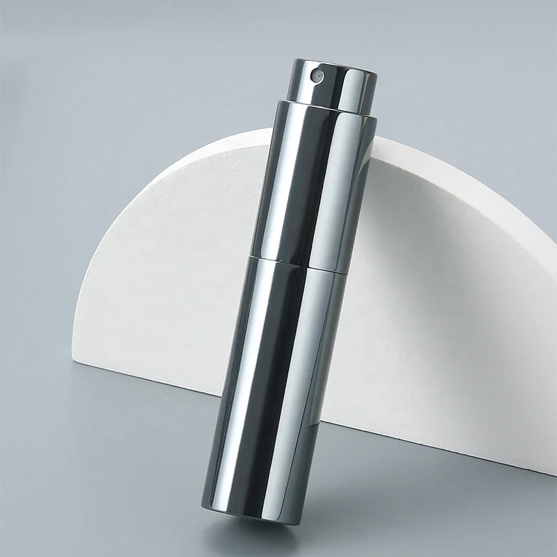RTS Round 8ml Twist up Metal Spray Bottle Aluminium Mini Pocket 8ml Portable Refillable Perfume Atomizer
