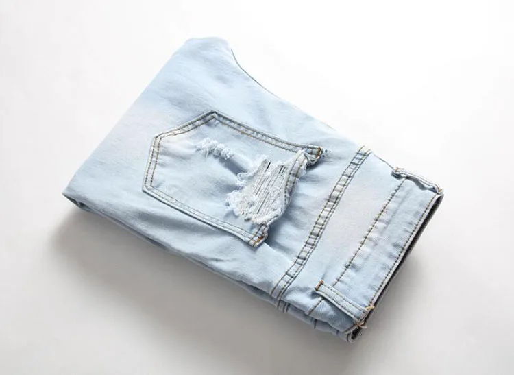 Fashion Painted Denim Slim Fit White Jeans Men Hip Hop Elastic Casual Cowboys Pants Mens Printing Streetwear Jean Trousers