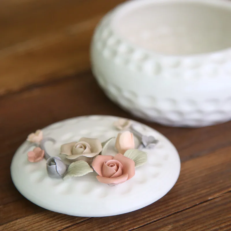 Wholesale Ceramic Three-dimensional Flower Jewelry Storage Box