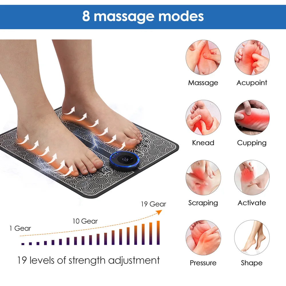 Custom Logo Foot Reflexology Tools Pressure Point Relax Feet Leg Relief Pain Foot Massage Mat With Remote Control